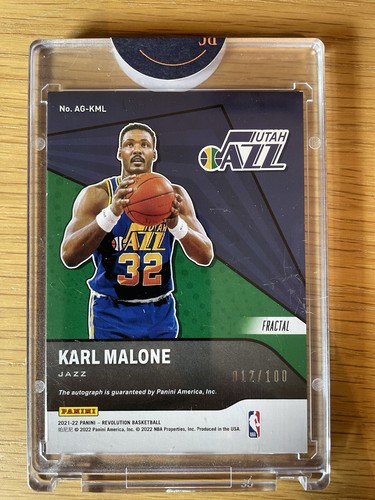 2021-22 Panini Revolution Karl Malone Autograph Fractal 12/100 - AG-KML - Picture 3 of 4