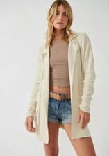 Free People WE THE FREE Women's Ivory Care FP Desert Blazer Size Medium