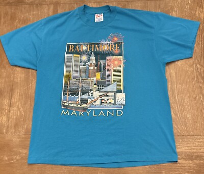 Vintage Single Stitch Baltimore Maryland Skyline Fireworks T Shirt