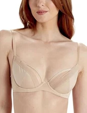 Pretty Polly Womens 32I Naturals Non-Padded Plunge Bra LPAXF2 Creme Brulee nwot