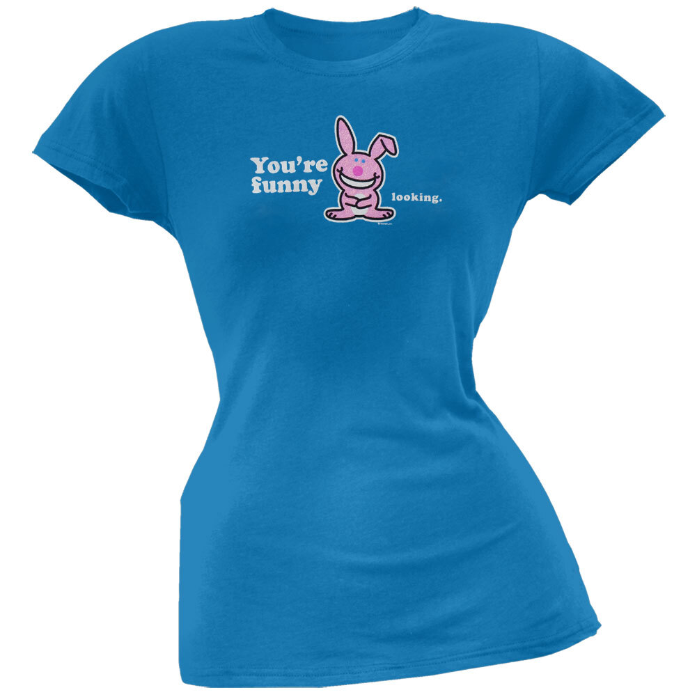 Happy Bunny - Funny Looking Blue Juniors T-Shirt | eBay