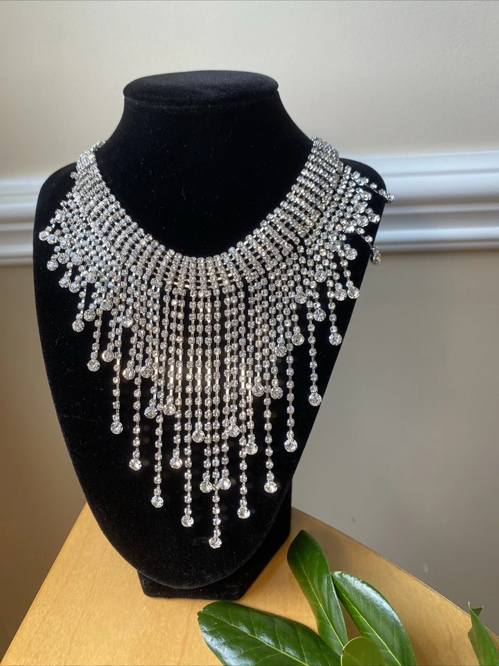 Collar Gargantilla Kenneth Jay Lane KJL Cristal Flecos Diseñador Firmado Joyería Nuevo Foto 3 de 4