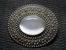 BOHO HIPPIE CHICK FAUX PEARL LIKE STONE BELT BUCKLE VINTAGE RARE 1980s 