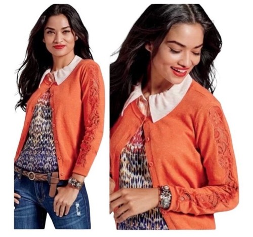 orange lace cardigan