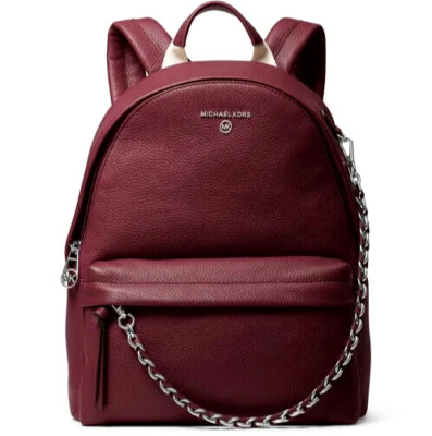  MICHAEL KORS SLATER BACKPACK BURGUNDY MERLOT LEATHER SCHOOL TRAVEL BAG NWT!