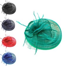 Lady Women Wedding Occasion Sinamay Feather Flower Head Band Clip Hat Fascinator