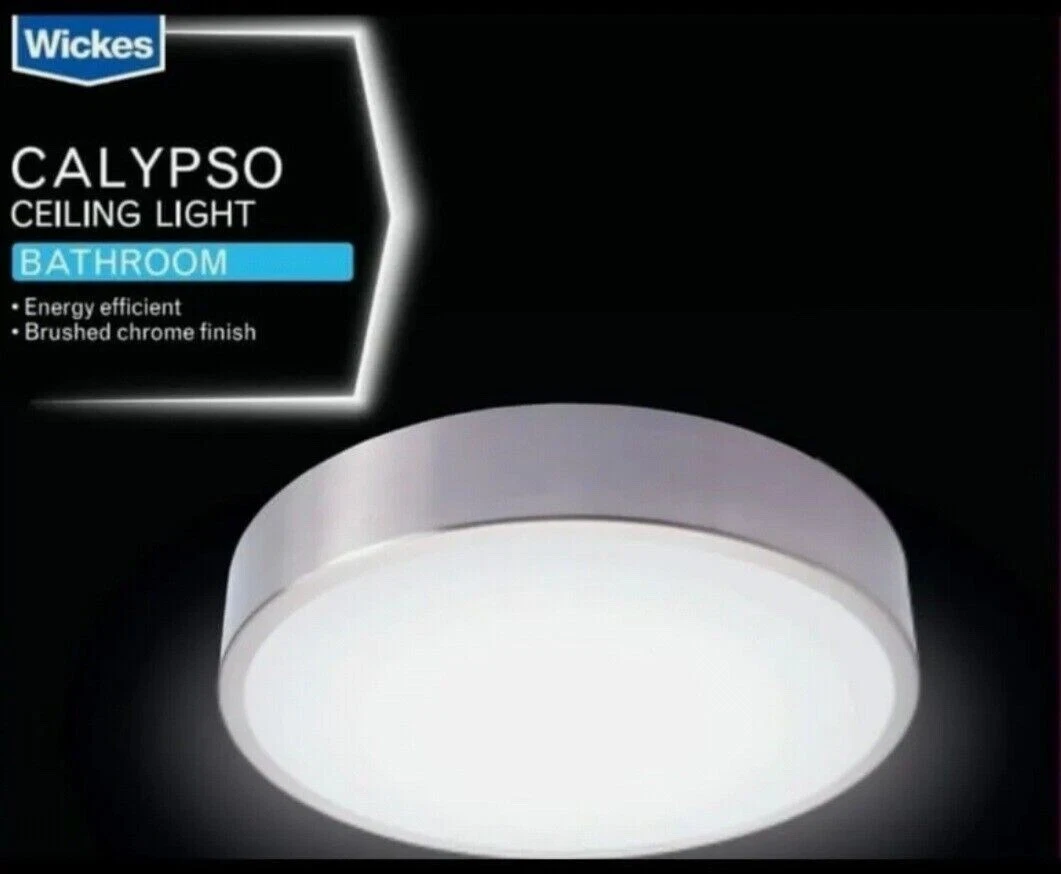 16W 2D Bathroom IP44 Flush Bedroom Ceiling Light Brushed Chrome Round Light