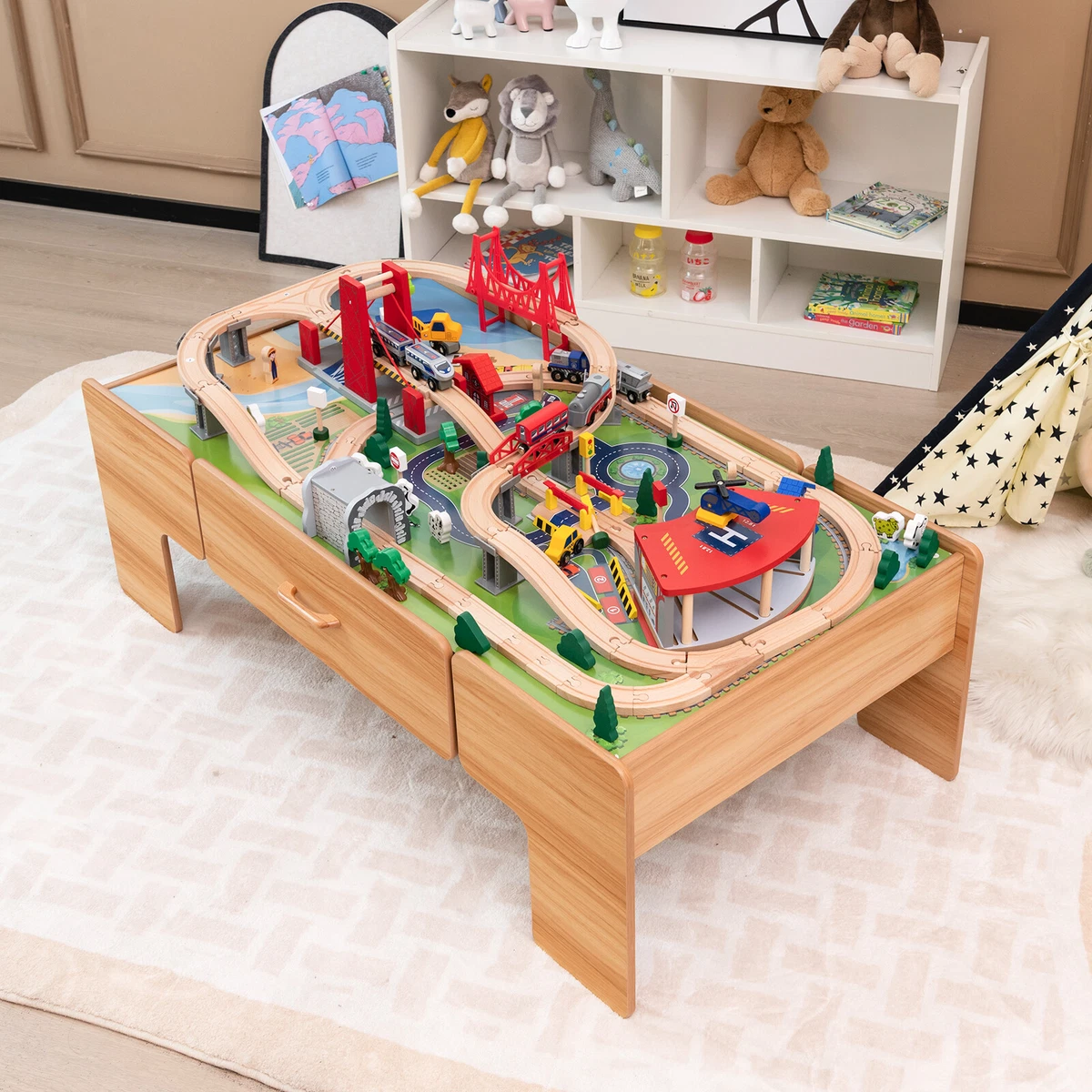 Wooden Train Set Table