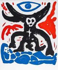 A.R. Penck," Pilatus, Adam, Eva  und das Auge Gottes" Siebdruck, sign. E.A 1992