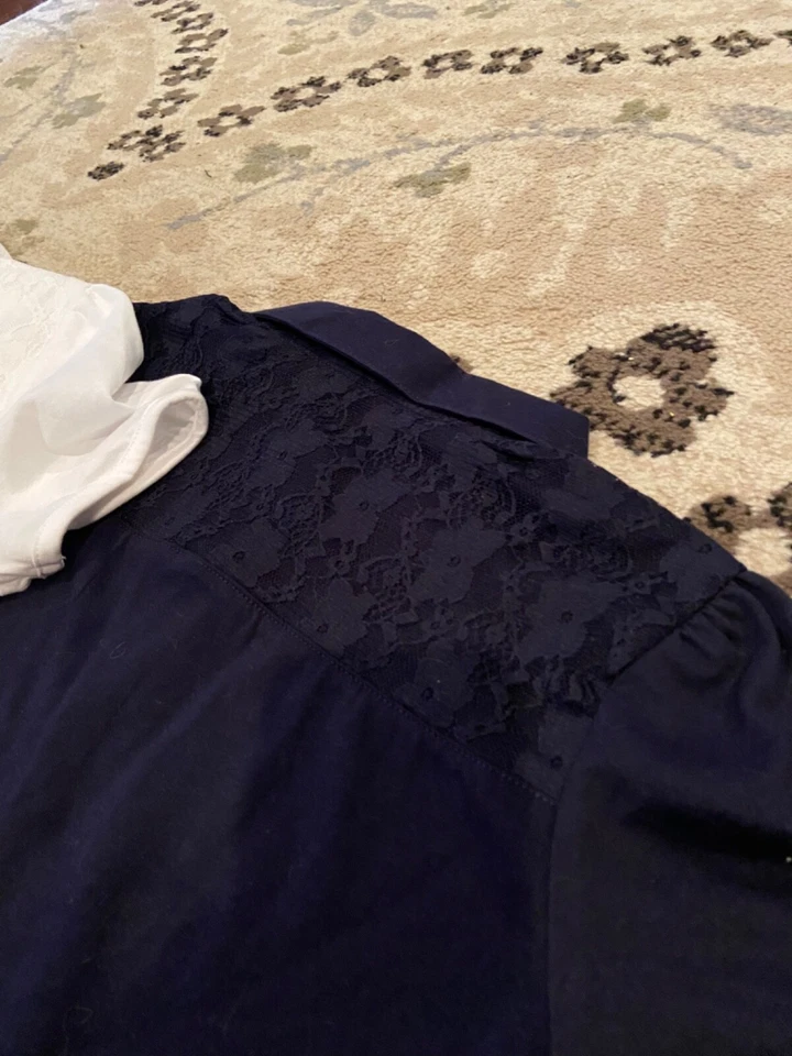 Новый с Ярлыками два французских тоста рубашки-поло темно-синий и белый XL 14 / 16 школьная форма  - Изображение 2 из 4