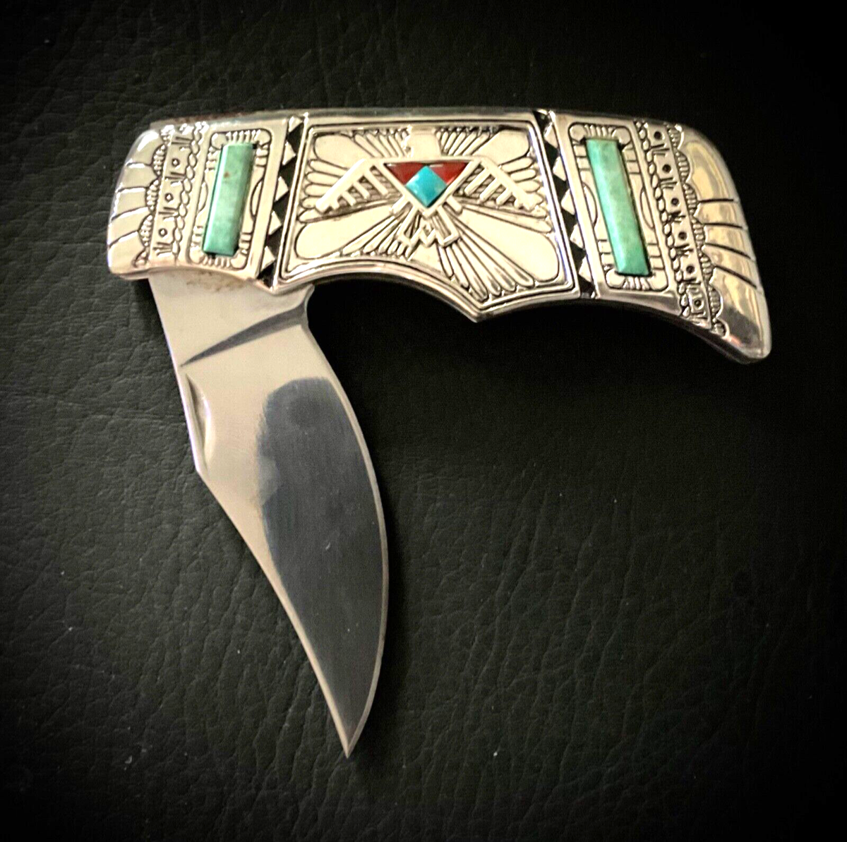 Franklin Mint Collector Mexican Aztec Turquoise Eagle Folding
