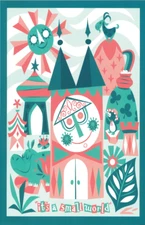 Its a Small World Clock Tower Elephant Penguin Goat Illustrated Poster Disney