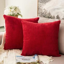 Pack of 2 Corduroy Soft Soild Decorative Square Throw Pillow Covers Set Cushi...