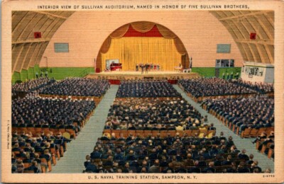 Postcard Interior View Of Sullivan Auditorium Named In Honor Of Five Sullivan