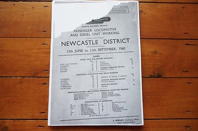 1960 Fascimilie Newcastle District Railway Passenger Engine Workings 80 Seiten