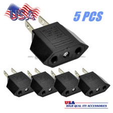 5PCS EU Euro Europe to US USA Power Jack Wall Plug Converter Travel Adapter