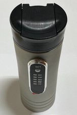 Portable Heated Travel Mug Silver with Black Lid Untested