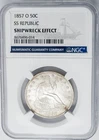 1857-O Seated Liberty Half 50c SS Republic Shipwreck Effect NGC 950649-98