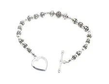 925 Sterling Silver  Vintage Shiny Bubble Twist Beaded Chain Bracelet  BT3329