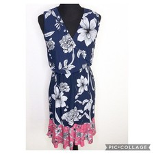 Eliza J navy blue pink floral sleeveless dress size 6