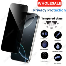 For iPhone 16 15 14 13 12 11 XS XR X Privacy Screen Protector Tempered Glass Lot