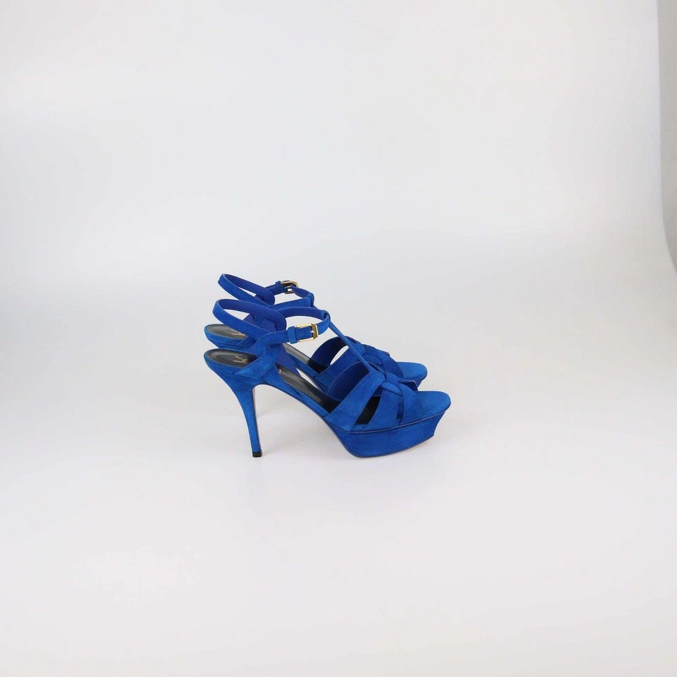Sandalias de plataforma Saint Laurent Blue Tribute Foto 3 de 4