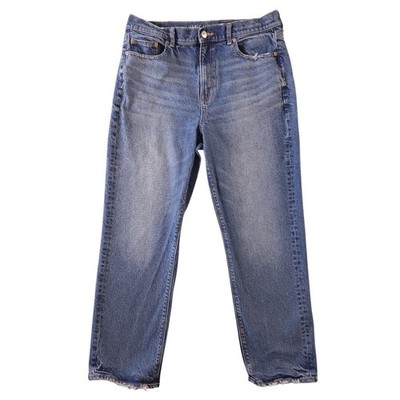 American Eagle Jeans Womens 14 Short Blue Super High Rise Straight Leg Stretch