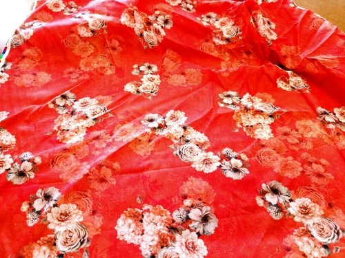 2 Yd Cotton Lawn Floral Poppy Red Imported Japanese Fabric  - product listing photo