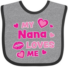 Inktastic Valentine's Day My Nana Loves Me Hearts And Lips Baby Bib Kids 1st