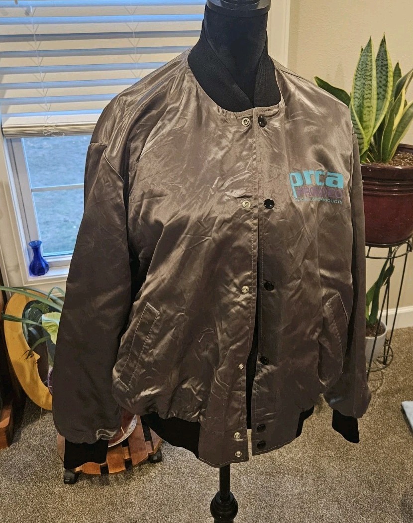 Vintage Rodeo America PRCA Bomber Jacket Men's L BrownSnap Front Western Rodeo.
