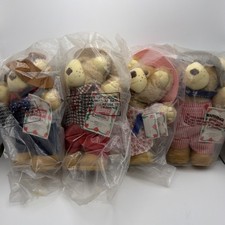 Lot of 4 Vintage Furskins Teddy Bears Plush from Wendy's 1980s with Tags 7" new