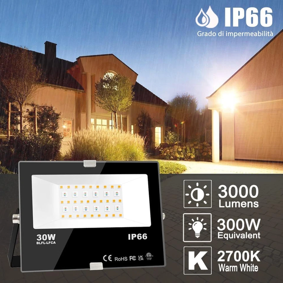 LED Faretto Esterno 30W, Equivalente a 300W, Cambio Colore Rgbw, 16 Milioni Colo - Immagine 4 di 4