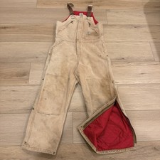 VTG Carhartt R38 BRN Insulated Double Knee Overall Bibs Size 34x30 Made in USA
