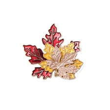 Thanksgiving Maple Leaves Brooch Pin Tri-Color Metal Maple Leaf Brooch Autumn Fa