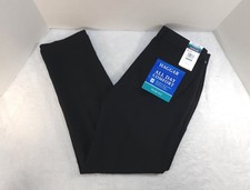 Haggar Dress Pants Mens 32x30 All Day Comfort Black Slim Fit Flat Front NWT