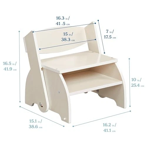ECR4KIDS FLIP-FLOP STEP STOOL AND CHAIR KIDS FURNITURE, ELR-14444-WW, WHITE WASH - Image 2 of 4