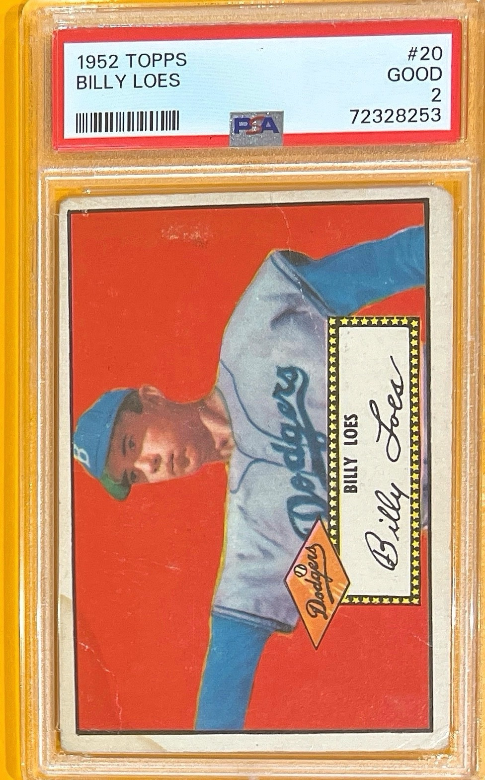 1952 Topps - #20 Billy Loes (RC) Red - PSA 2