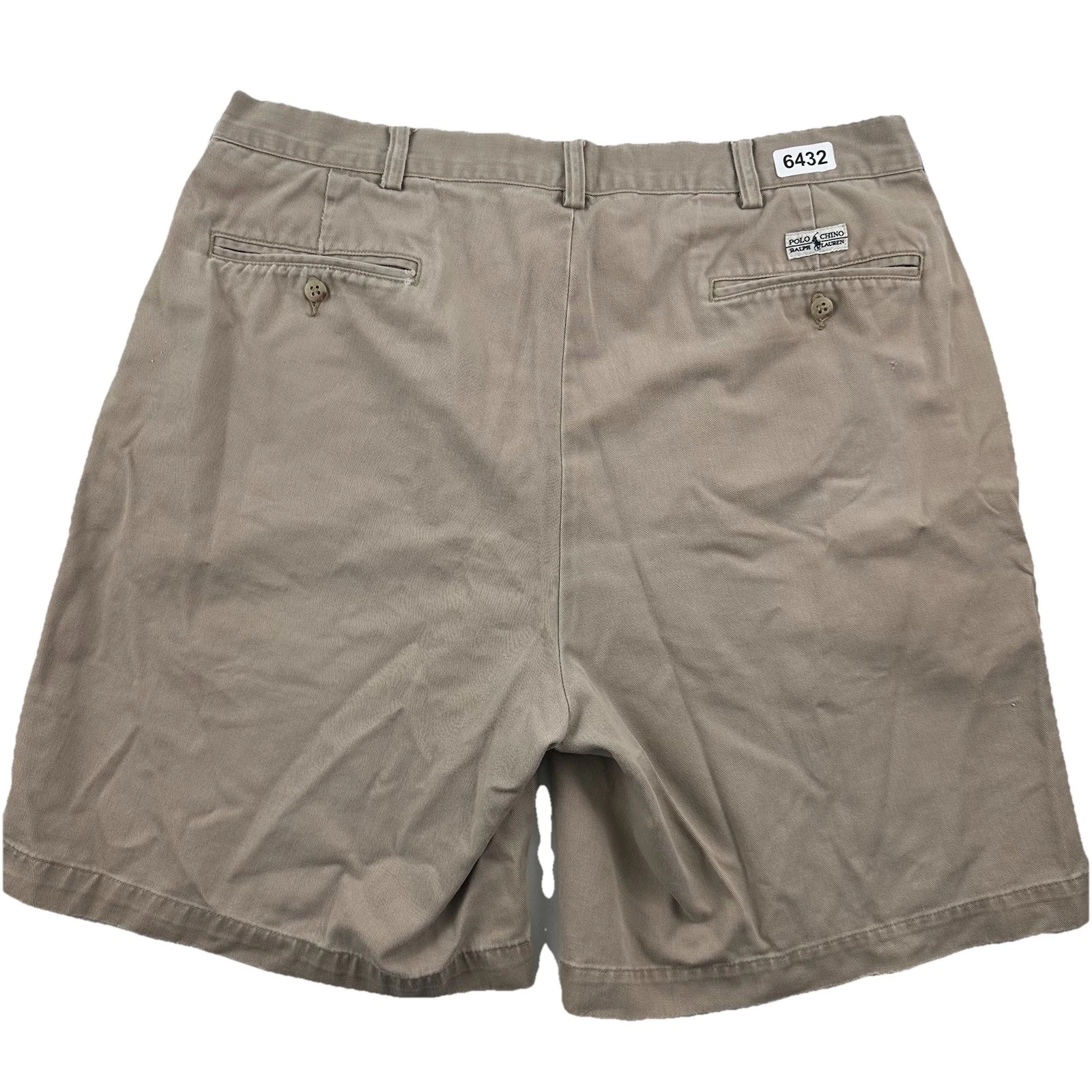 VTG 90s Polo Ralph Lauren Distressed Pleated Tyler Shorts Fits 34 Khaki Chino