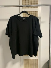 Eileen Fisher Black Boxy Short Sleeve Top Size Large