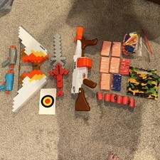 5 Nerf Gun Lot W/ Darts, And Targets - 1 Battery Powered  4 Manual-