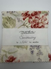 Sanctuary 3 Sisters Moda Pink Floral Cotton Quilt Fabric 5 Charm Pack OOP RARE