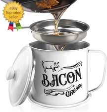 1.3L Bacon Grease Saver Container with Fine Mesh Strainer,Stainless Steel Oil Ke