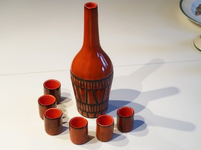 Original Roger Capron  - Likeurservice - Flasche und 6 Likörbecher