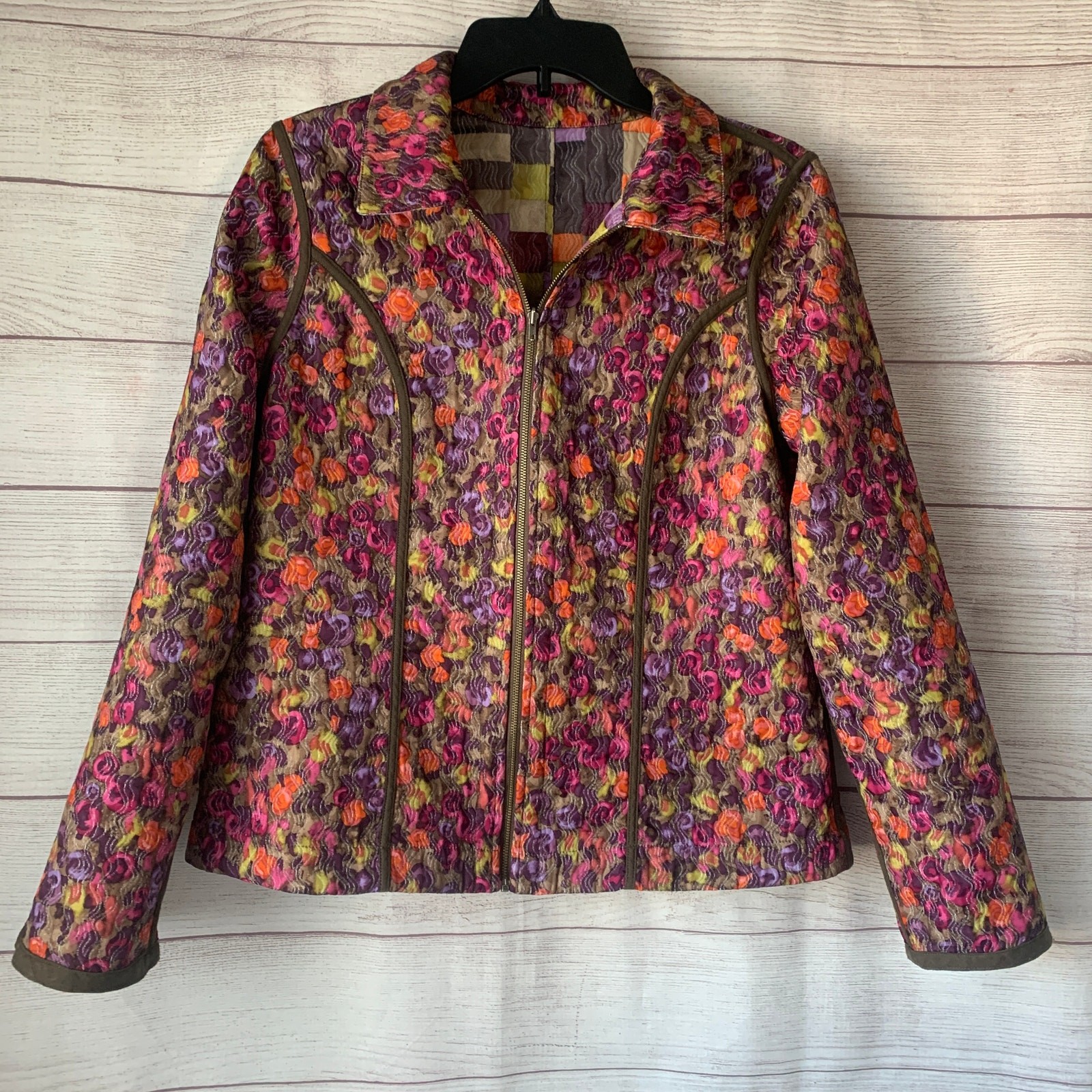 Reversible Multicolor Full Zip Jacket Patchwork C… - image 3