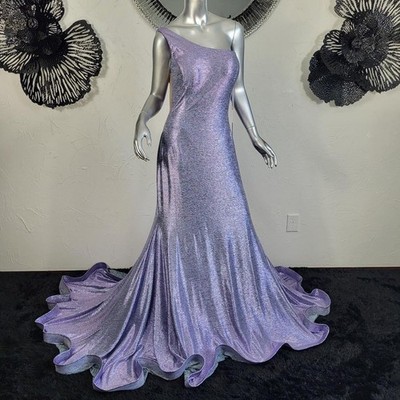 NWT~$530~JOVANI~16/18~LAVENDER MAXI MERMAID ONE SHOULDER PROM EVENING DRESS