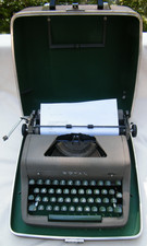 Vintage Royal Aristocrat Green Key Manual Typewriter in Brown Case Working thumbnail