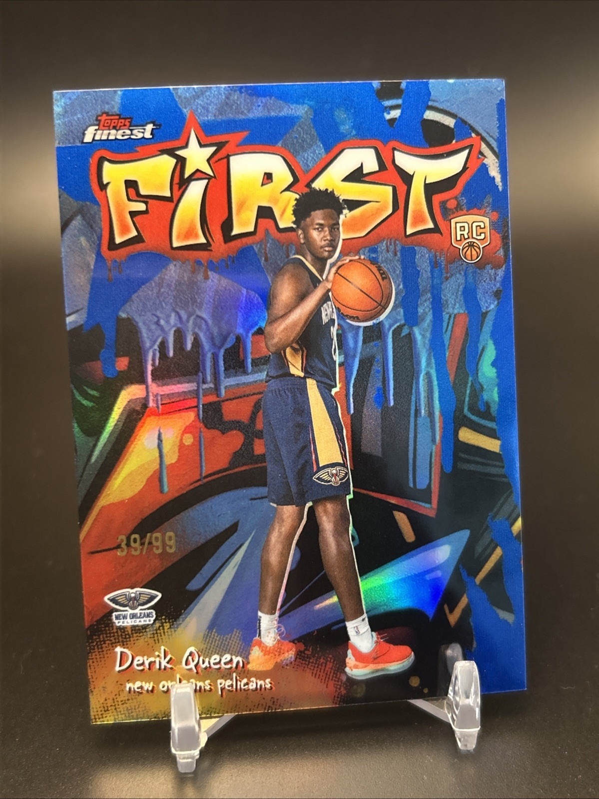 Derik Queen (RC) 2025-26 Topps Finest - Rookie First Blue /99 Pelicans #F-13