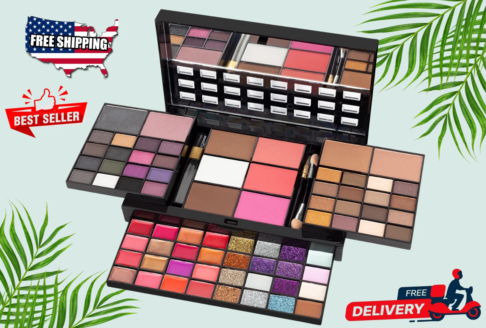All In One Makeup Kit - 74 Color Palette with Eyeshadow, Lip Gloss & Brushes
Opens in a new window o