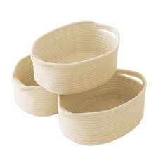 Woven Basket,Small Rope Storage Bin with Handles  Ribbon Bag, Organizer for ...