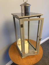 Large Wooden Candle Lantern With Glass Panels